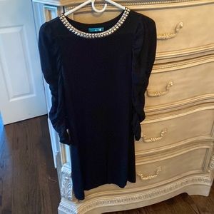Black Alice + Olivia Dress with Silver neck lining